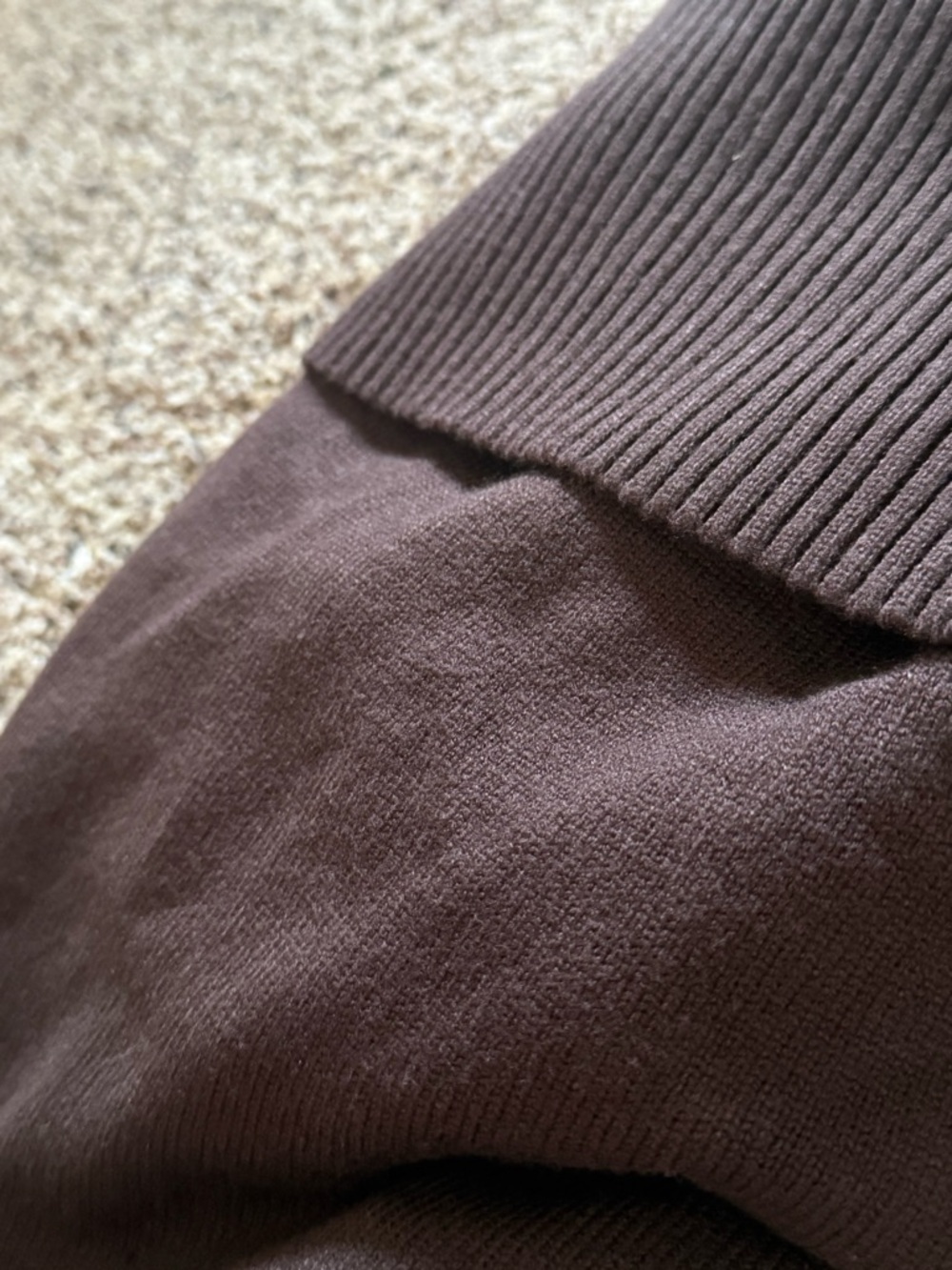 Off-Shoulder Ribbed Knit Sweater - Brown - Picture 6 of 6
